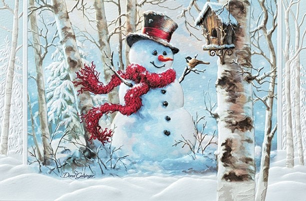 Birchwood Snowman | Embossed snowman Christmas cards