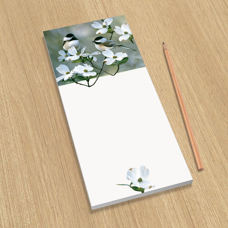 Springtime Chicadees | Songbird themed list pad