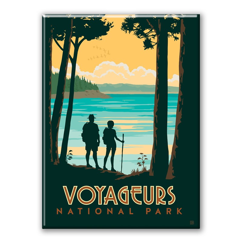 Voyageurs Hikers Magnet | Metal Magnet