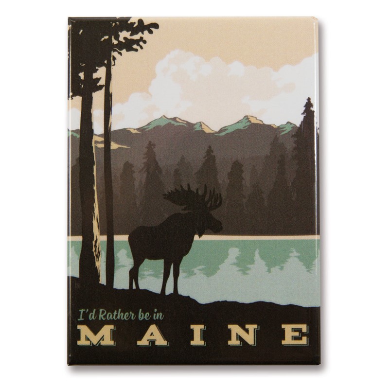 ME Moose Lake Mountains Magnet | Metal Magnet
