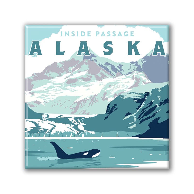 AK Inside Passage Square Magnet | Metal Magnet