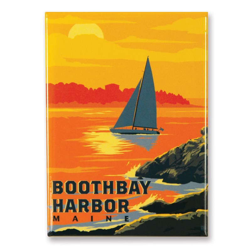 ME Boothbay Harbor Sailboat Magnet | American Made Magnet