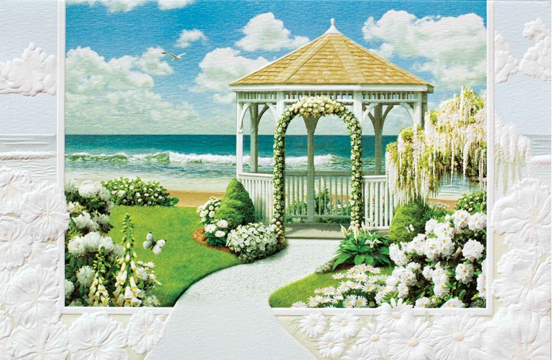 Garden of Love | Coastal anniversary wedding greeting cards