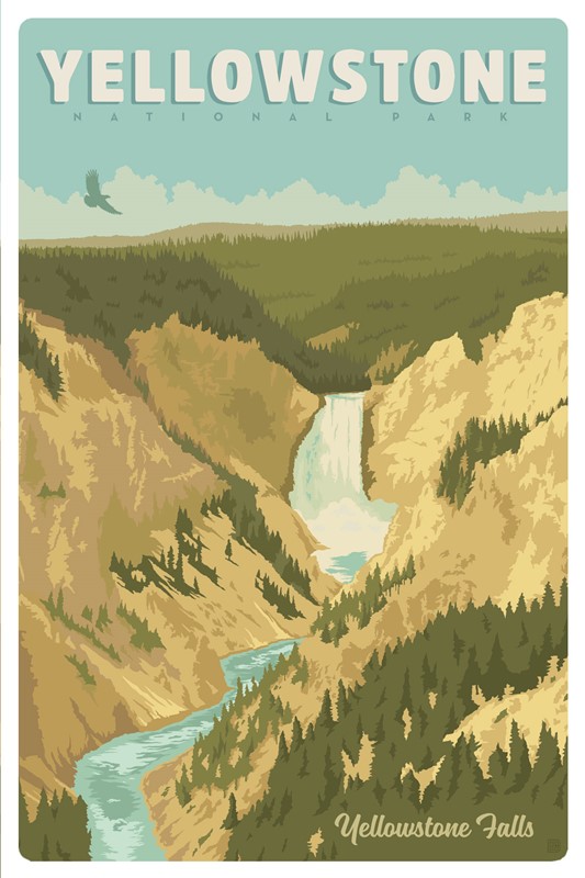 Yellowstone NP Grand Canyon of the Yellowstone Magnetic PC | themed magnet postcard