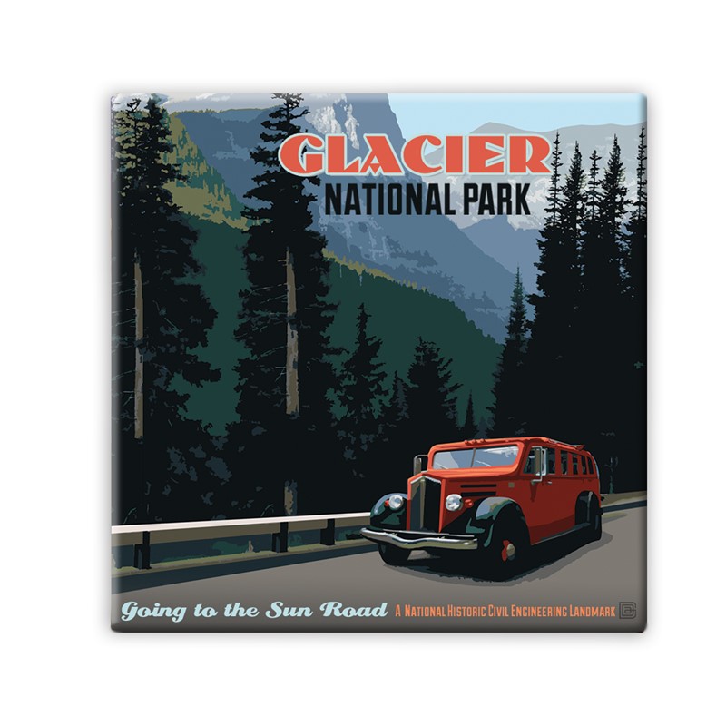 Glacier NP Going to the Sun Road Square Magnet | Metal Magnet