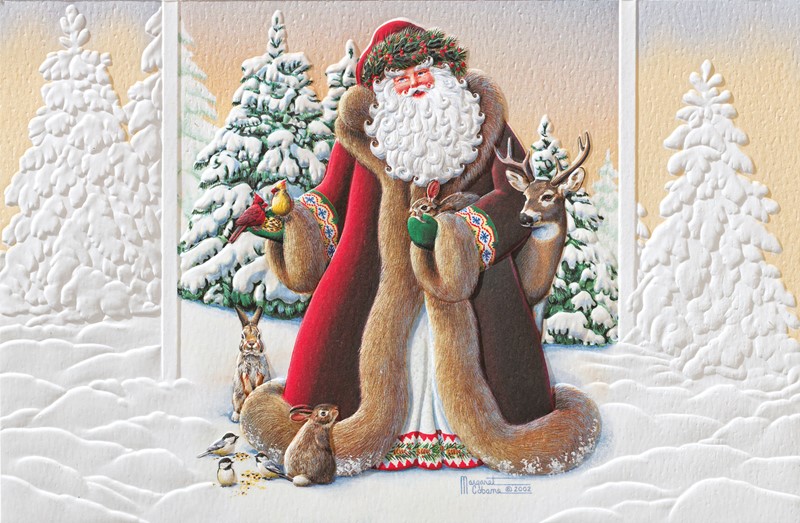 Woodland Santa | Santa & Snowman theme boxed Christmas cards