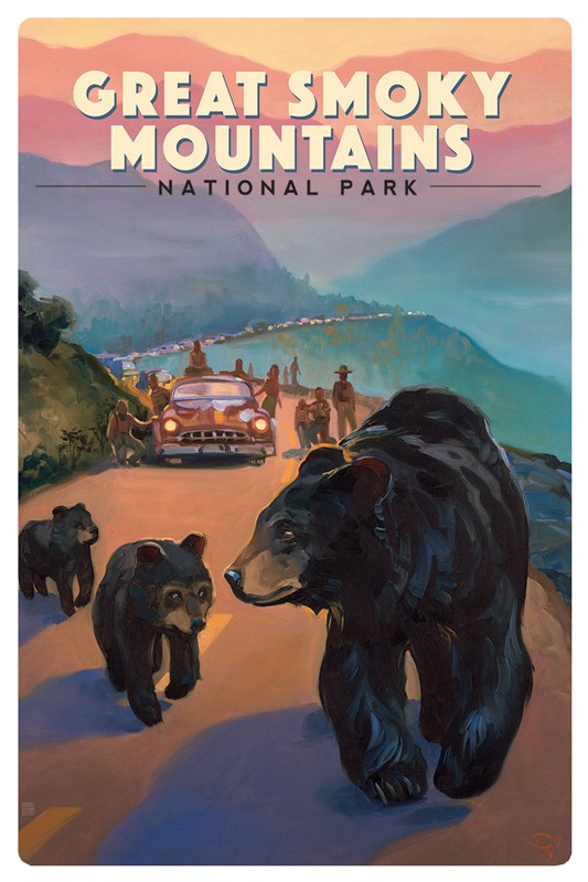 GSMNP Bear Jam Magnetic PC | themed magnet postcard