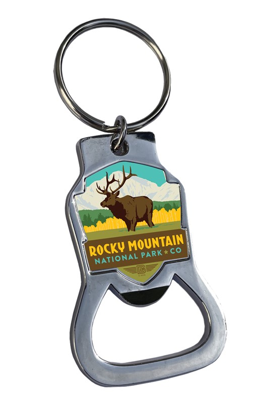 Rocky Mountain Longs Peak Emblem Bottle Opener Key Ring | American Made