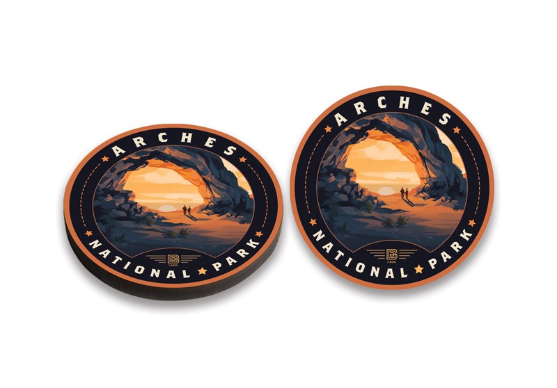 Arches NP Daybreak Circle Wood Magnet | American Made