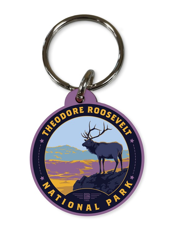 Theodore Roosevelt NP Elk Circle Wood Key Ring | American Made