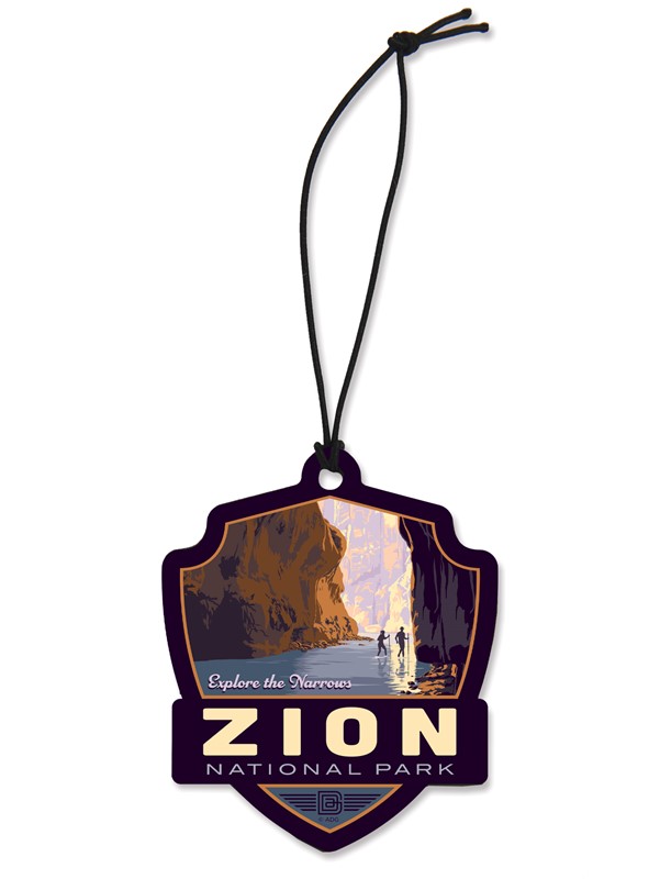 Zion NP Explore the Narrows Emblem Wood Ornament | American Made
