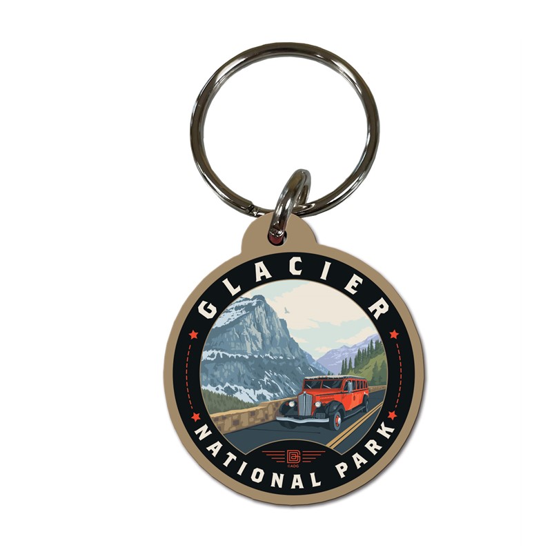 Glacier NP Sun Road Circle Wood Key Ring| American Made