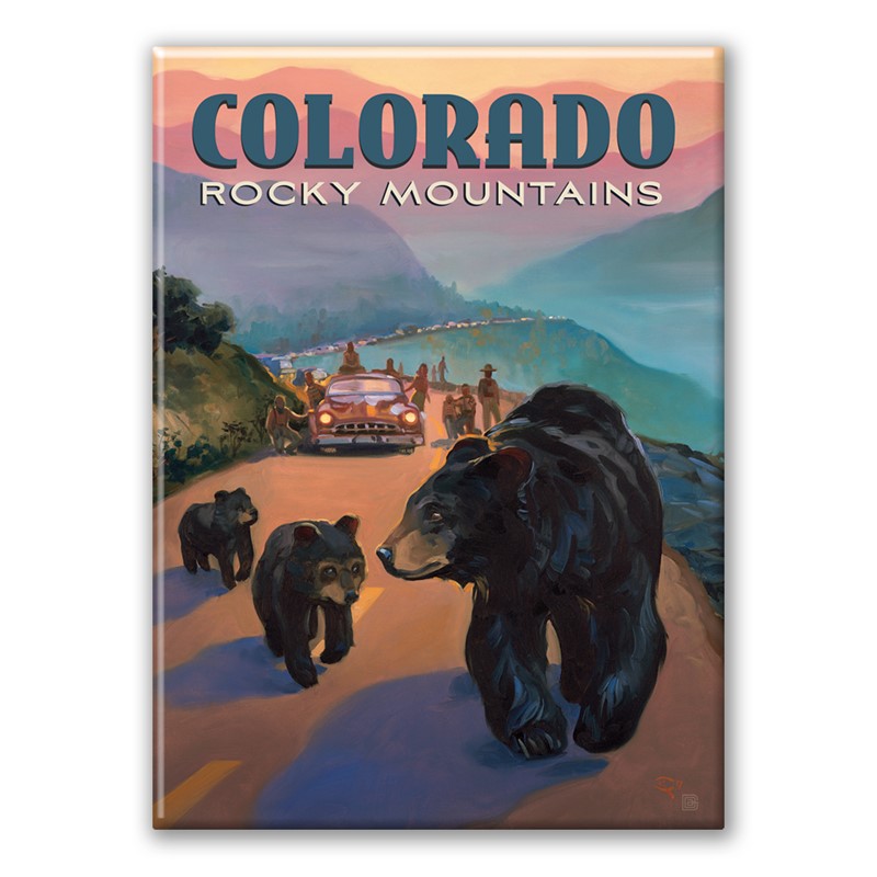 Rocky Mountains CO Bear Jam Magnet | Metal Magnet
