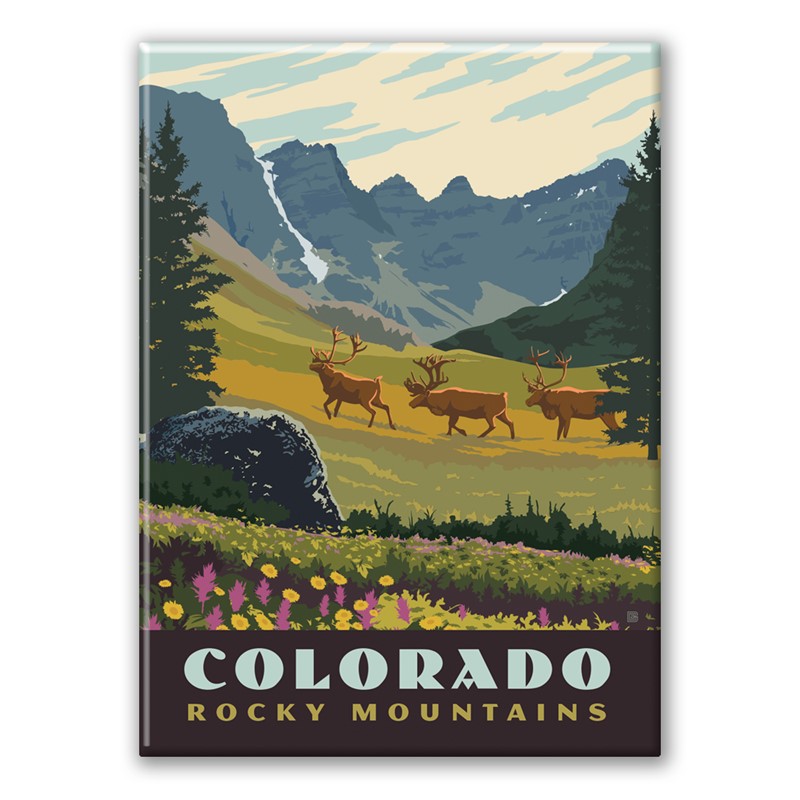 Rocky Mountains CO Elk Magnet | Metal Magnet