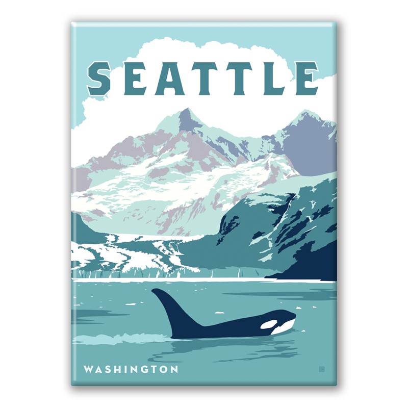 WA Seattle Inside Passage Orca Magnet | American Made