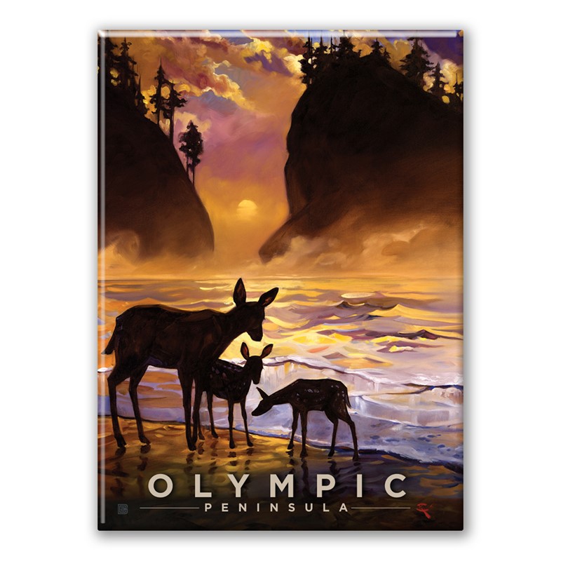 Olympic Peninsula Deer Family Magnet | American Made