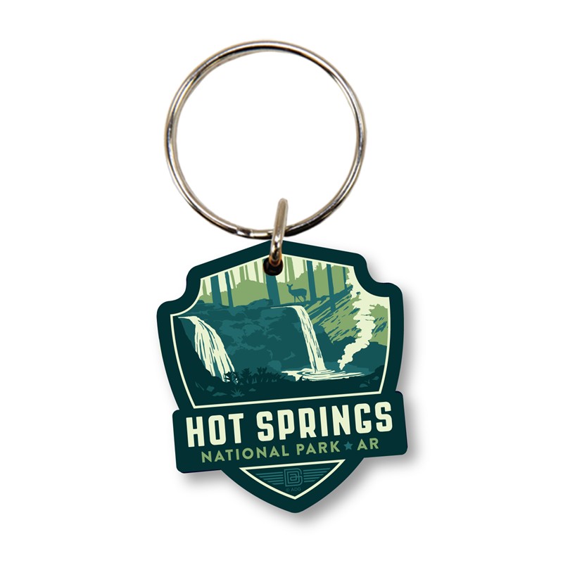 Hot Springs NP Emblem Wood Key Ring | American Made