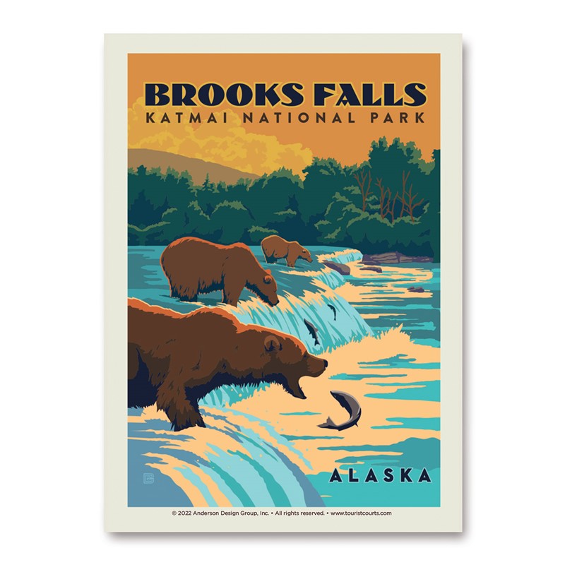 Brooks Falls Katmai NP Fishing Bears| Vertical Sticker