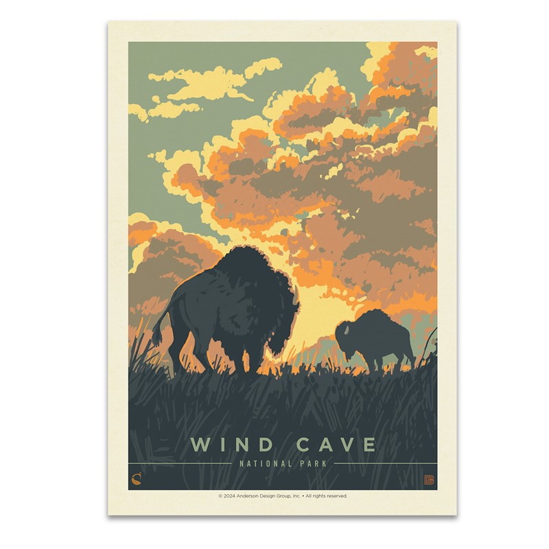 Wind Cave NP Bison Sunrise | Postcard