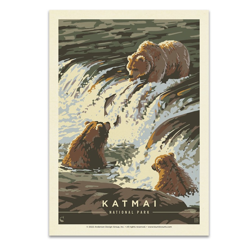 Katmai NP Fishing Party| Postcard