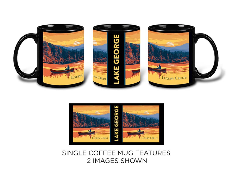 Lake George, NY Luxury Cruise Black Mug | Themed Mugs