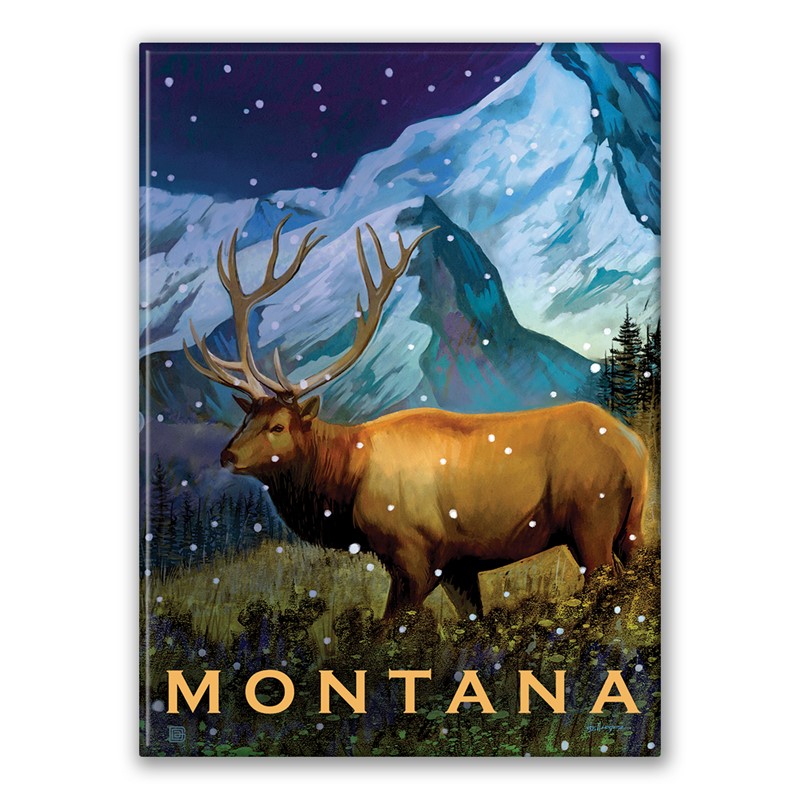 Montana Snowy Elk Magnet | Made in the USA