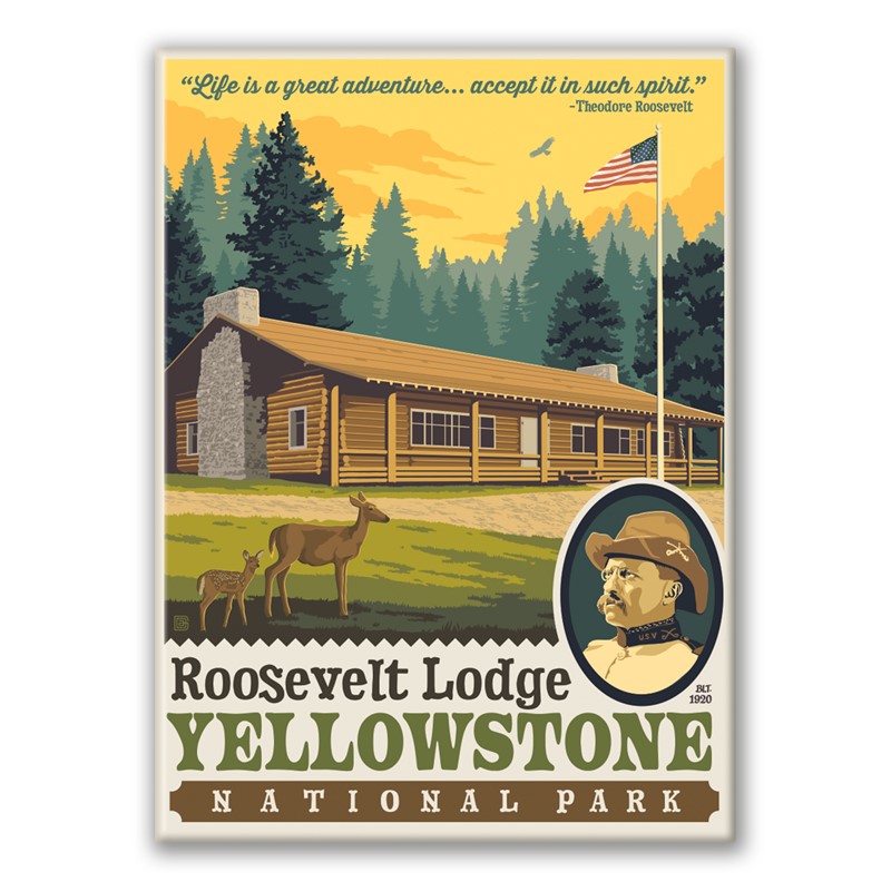Yellowstone NP Roosevelt Lodge Magnet| Made in the USA