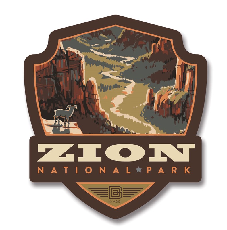 Zion NP Majestic Valley View Emblem Wood Magnet| American Made