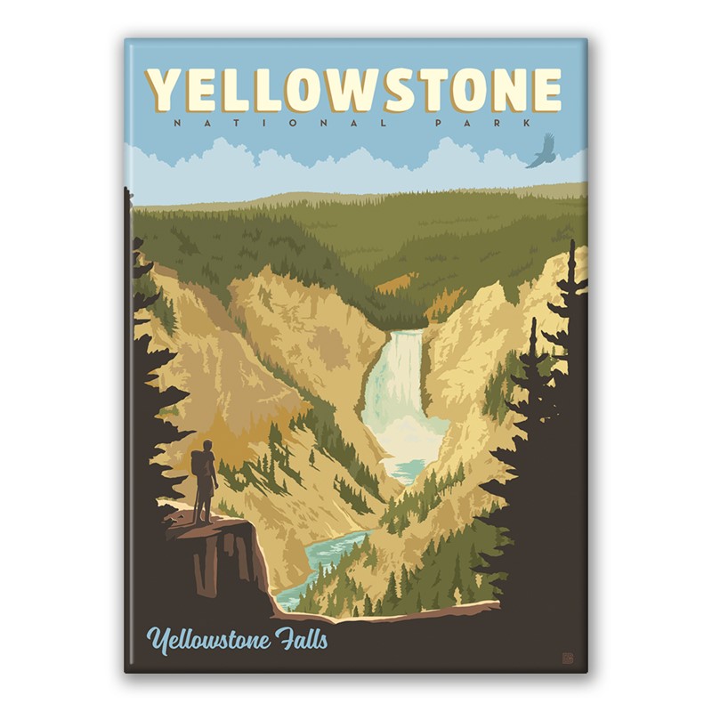 Yellowstone NP Yellowstone Falls Hiker Magnet | Made in the USA