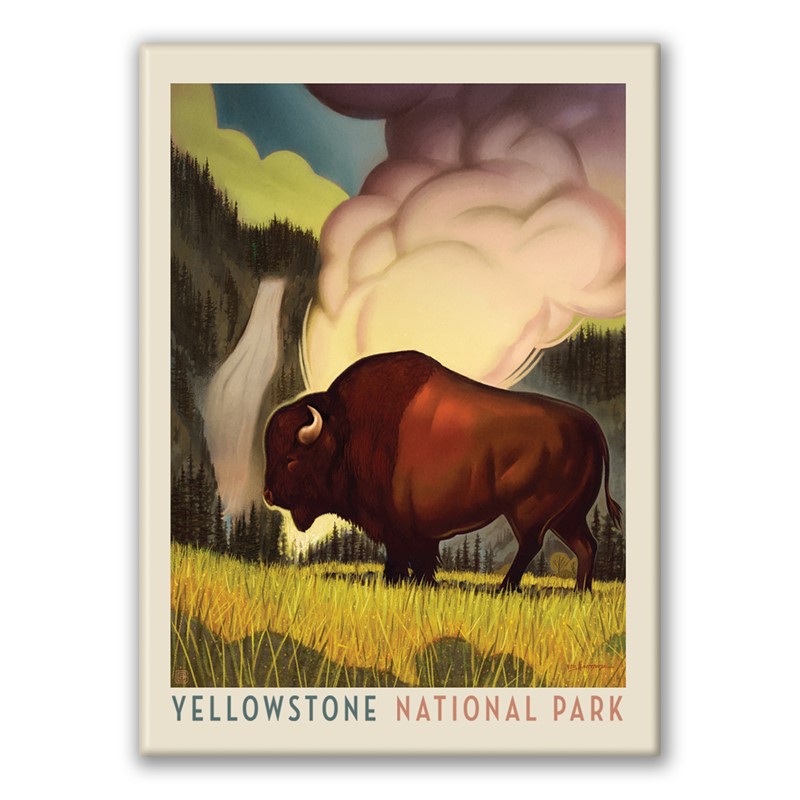 Yellowstone NP Art Deco Design Magnet| Made in the USA