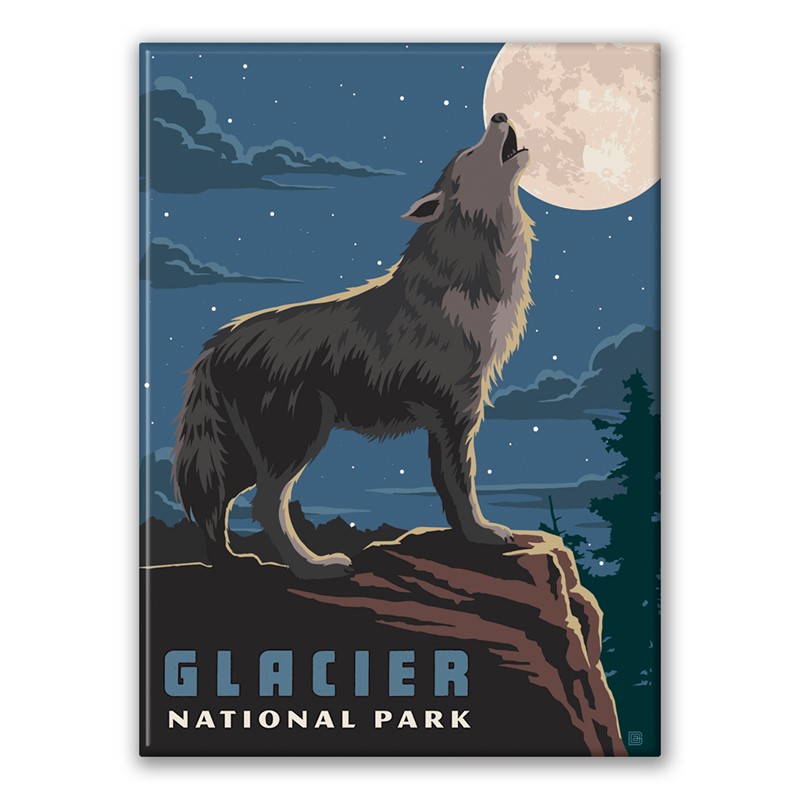 Glacier NP Howling Wolf Magnet| American Made
