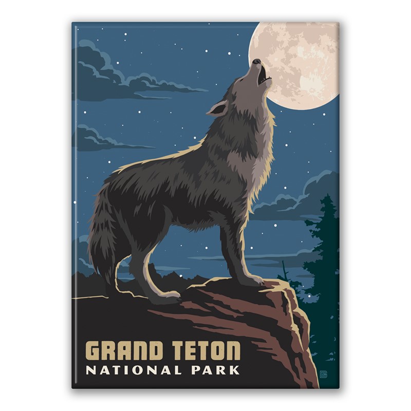 Grand Teton NP Howling Wolf Magnet| American Made Magnet