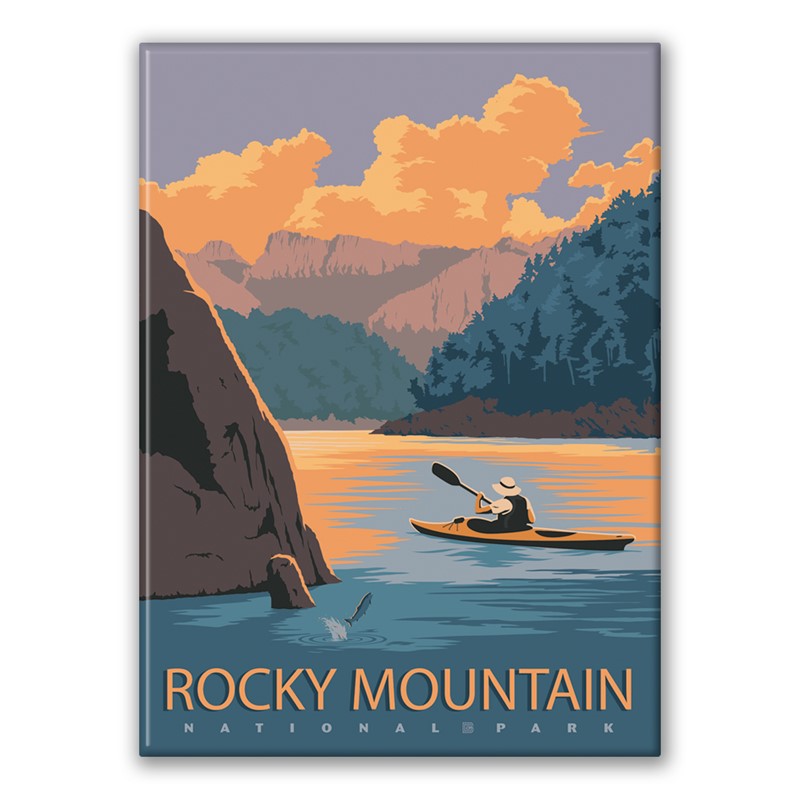 Rocky Mountain NP Kayak Magnet| American Made Magnet