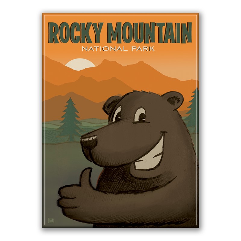 Rocky Mountain NP Cartoon Bear Magnet| American Made Magnet