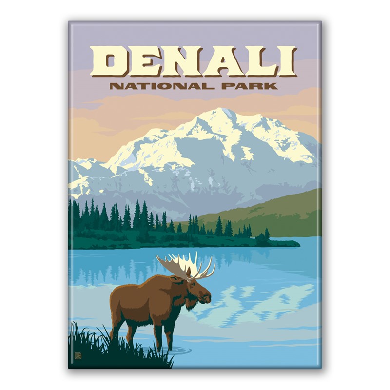 Denali NP Moose Magnet | Metal Magnet