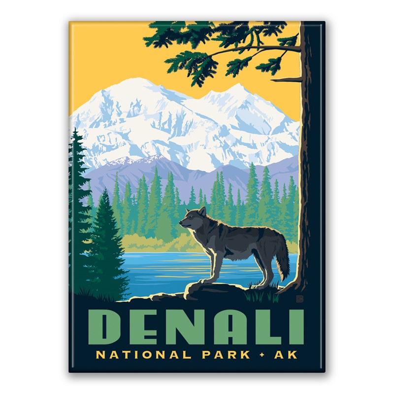 Denali NP Wolf Magnet | Metal Magnet