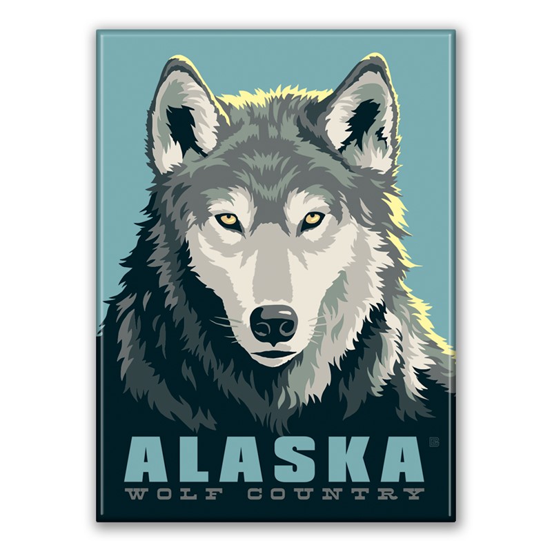 AK Wolf Country Magnet| Alaska themed magnets