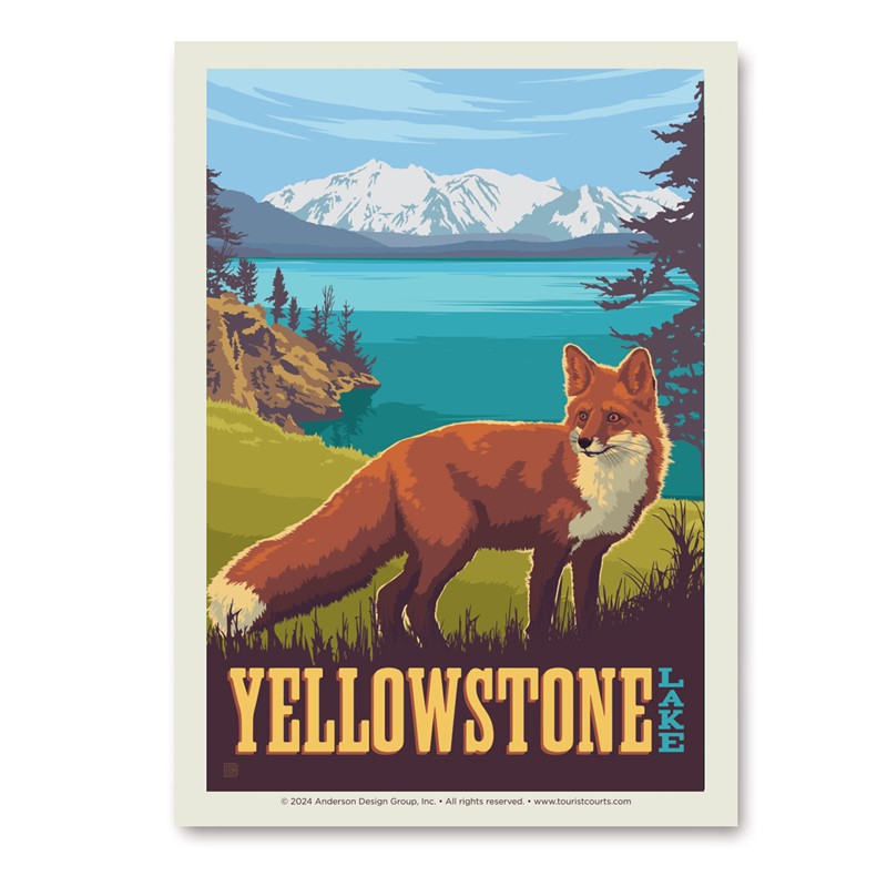 Yellowstone NP Yellowstone Lake Fox Vert Sticker| Made in the USA