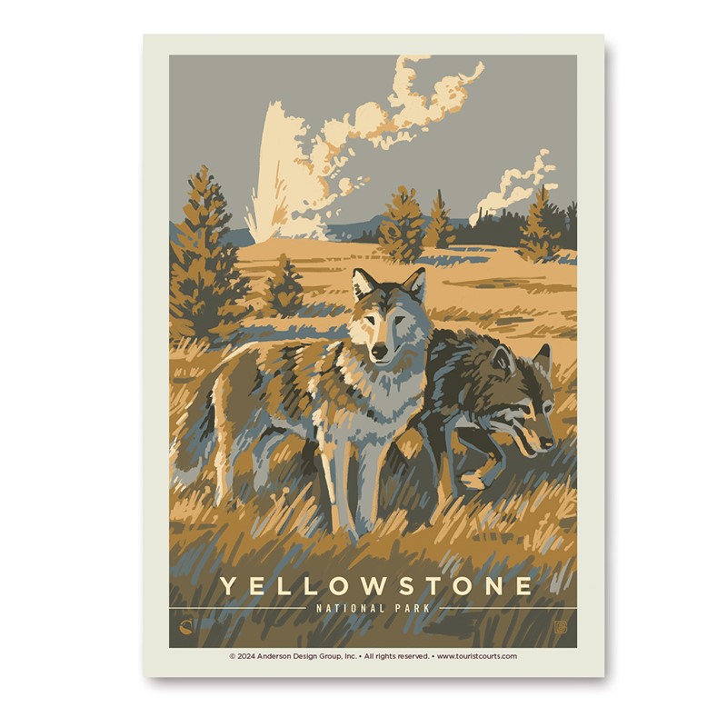 Yellowstone NP Wandering Wolves Vert Sticker| Made in the USA