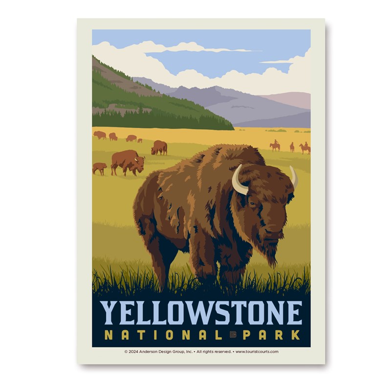 Yellowstone NP Bison Field Vert Sticker| Made in the USA