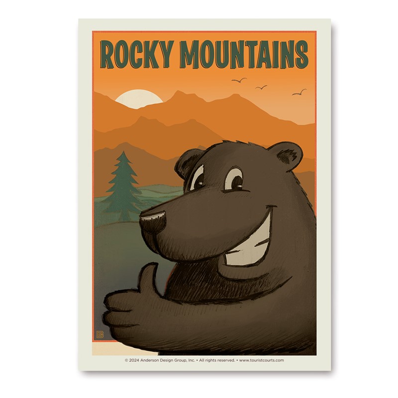 Rocky Mountain NP Cartoon Bear| Vertical Sticker