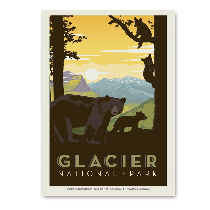 Glacier NP Mama Bear & Cubs Vert Sticker | Vertical Sticker