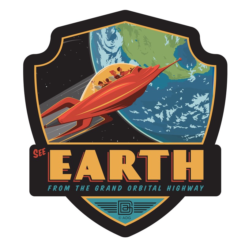 Earth From the Grand Orbital Highway Emblem Sticker | Made in the USA