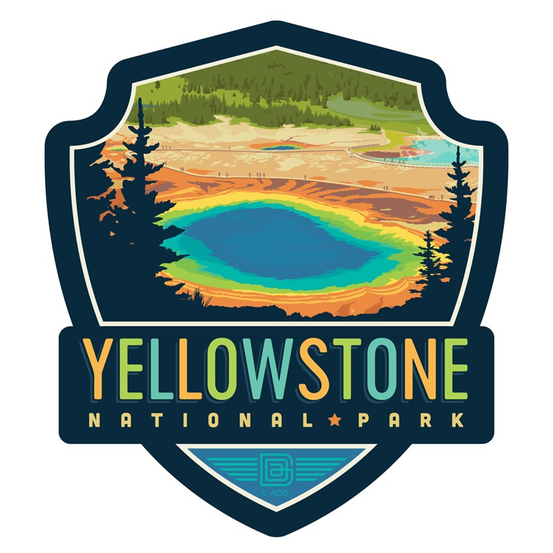 Yellowstone NP Grand Prismatic Springs Emblem Sticker | American Made