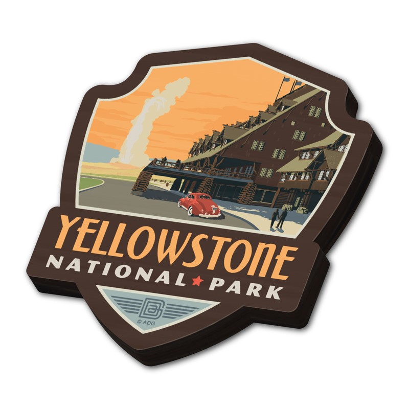 Yellowstone NP Old Faithful Inn Emblem WM| American Made
