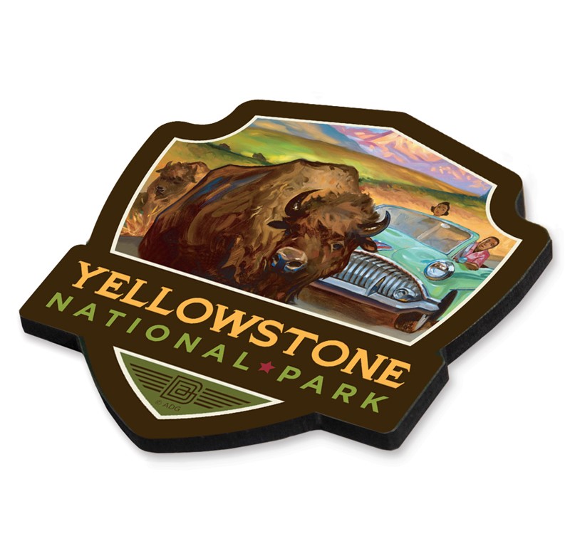 Yellowstone NP Bison Crossing Emblem WM| American Made