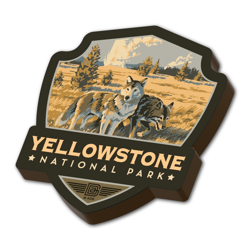 Yellowstone NP Wandering Wolves Emblem WM | American Made