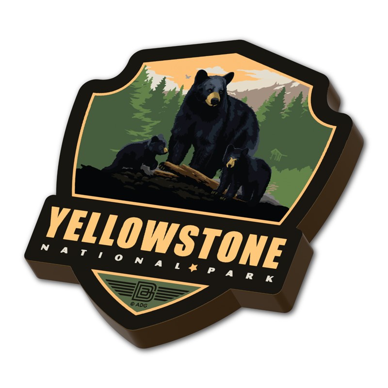 Yellowstone NP Black Bear Family Emblem WM | American Made