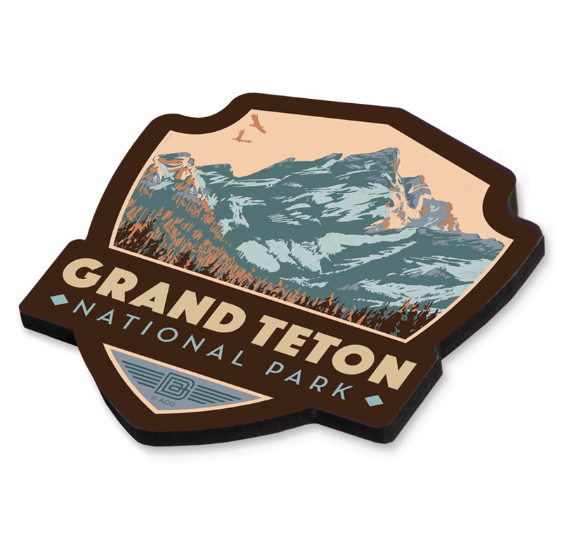 Grand Teton NP Morning Glory Emblem Wood Magnet | American Made