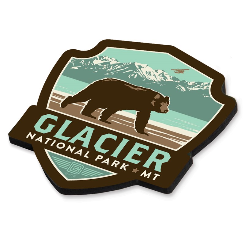Glacier NP Bears Emblem Wood Magnet| American Made